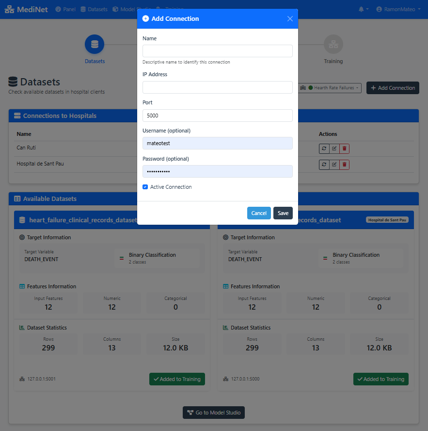 Connections management view