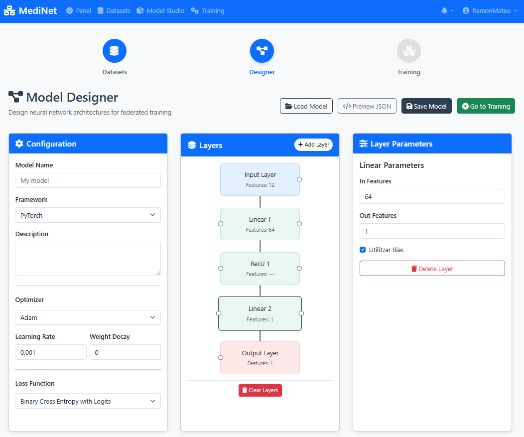 Model configuration interface