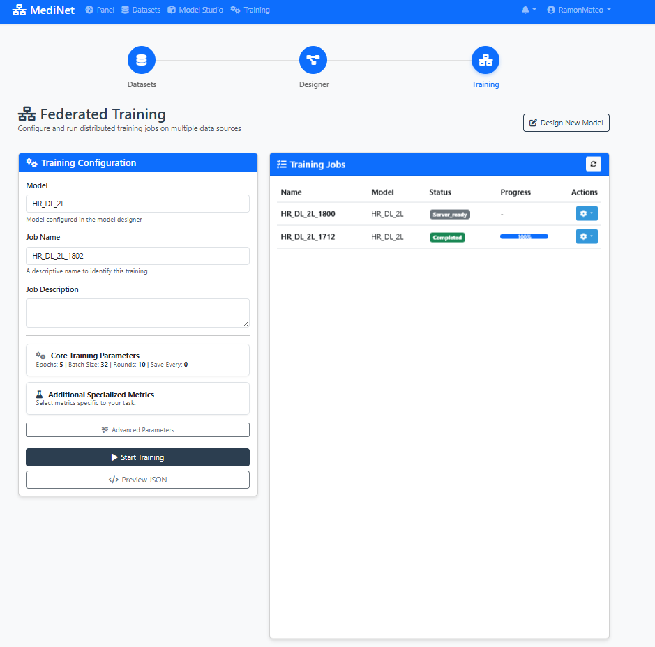 Training launch screen showing final validation checks, resource availability, and start training button
