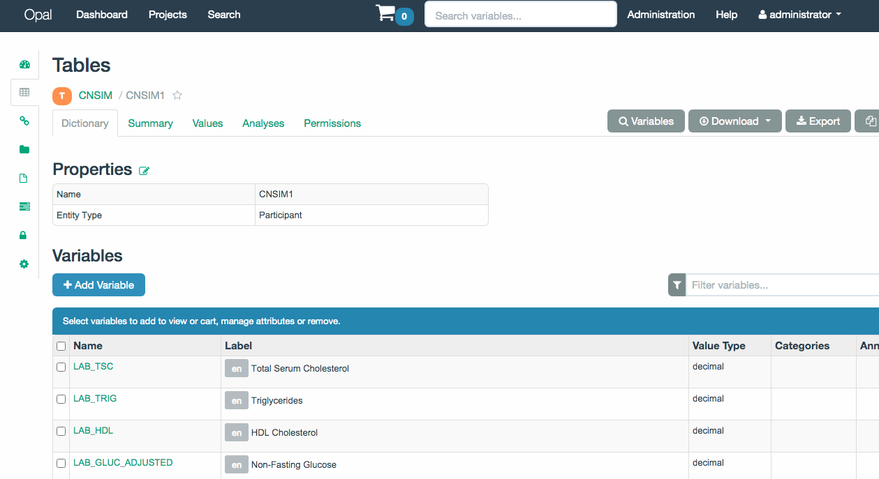 OPAL UI with information from a table