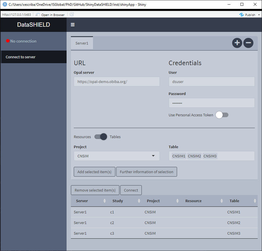 Connect to server. Pooled data from the same server approach